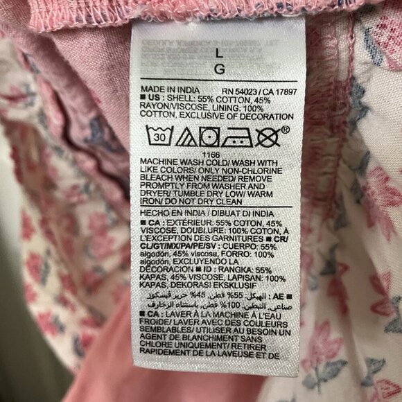 Old Navy Puff Sleeve Printed Mini Swing Dress Womens L Painted Posies Pink - Picture 4 of 8